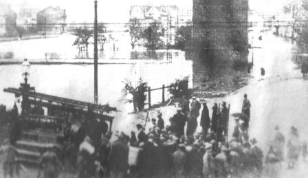 Rhein Hochwasser in Beuel 1926 Limpericherstr.